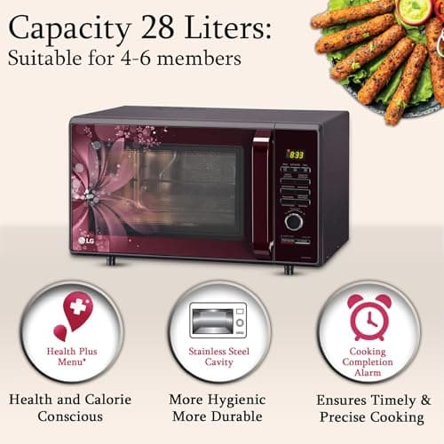 LG 28 L Convection Microwave Oven (MC2886BRUM, Black, 360° Motorised Rotisserie for Bar-be-queing, Diet Fry, Ghee in 12Mins, 251 Auto Cook Menu, Stainless steel cavity & Health Plus Menu) 5