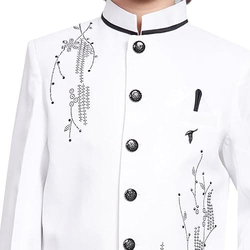 Earth Conscious Boys Embroidered Jodhpuri Suit Set | Full Sleeve Blazer with Pants | Premium Indo-Western for Kids | Perfect for Weddings | Ethnic Wear Dress for Baby Boys 10-11 Years 3