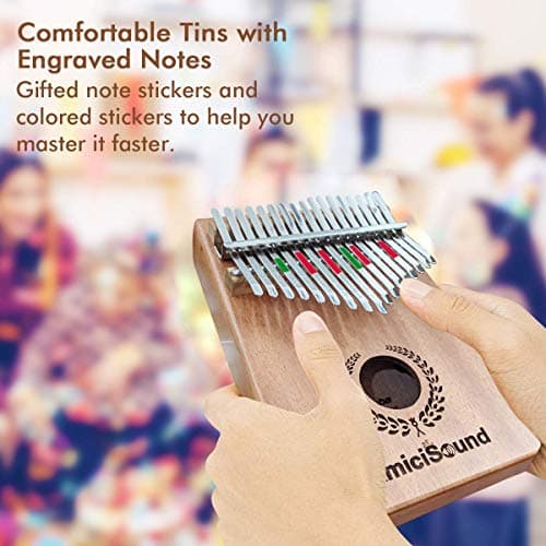 amiciSound Thumb Piano 17 Keys Musical Instrument Kalimba with Engraved Notes, Tuning Hammer and Protective Carry Bag 5