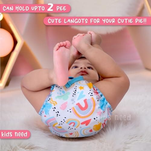 kids need Advance langots for new born 0-6 months, Pack of 3 LARGE size (5-10kg) super soft cotton cloth nappies for new born baby essentials, Reusable washable nappy L1L 2