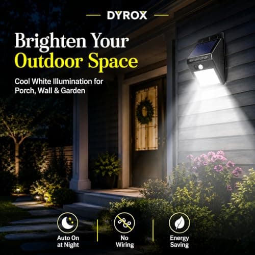 DYROX 20 LED Bright Outdoor Solar Lights with Motion Sensor Solar Powered Wireless Waterproof Night Spotlight for Outdoor/Garden Wall, Solar Lights for Home (Pack of 1) 5