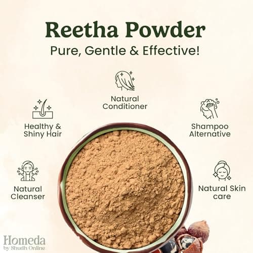 Shudh Online Reetha Powder for Hair Growth | Soapnut Kunkudukai powder, Aritha, Ritha (200 Grams) - Herbal wash, Scalp treatment, Skin care (Edible, Seedless Soap Nut) 2