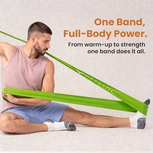 Bulmarc Yoga & Pilates Resistance Band for Home Workout, Strength Training & Physiotherapy, Latex Free Exercise Thera Band for Men & Women (Green (Medium) 3