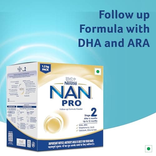 Nestlé NAN PRO Stage 2, 1.2kg, Follow-Up Formula Milk Powder for Babies (After 6 Months Upto 12 Months), with DHA-ARA, 3x400g Pouch in Box 3