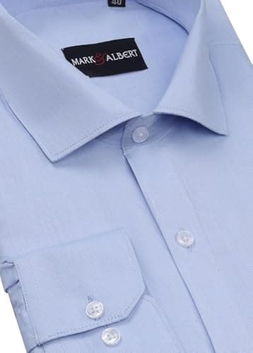 MARK & ALBERT Men's Slim Fit Cotton Formal Shirt Light Blue 3