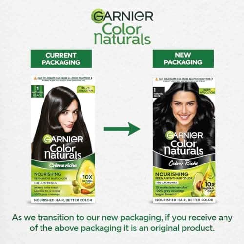 Garnier Color Naturals Crème hair color, Shade 1 Natural Black, 70ml + 60g 2