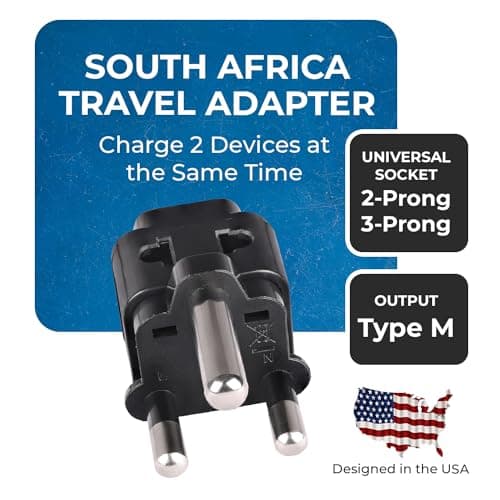 Orei India to South Africa, Botswana, Namibia & More (Type M) Travel USB Adapter Plug - 2 in 1 - Ce Certified - Rohs Compliant - Black Color (Db10L-Blk) 2