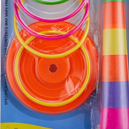 Niku 2 in 1 Ring Toss Game for Kids | Indoor Outdoor Fun Learning Activity Toy | Stacking Rings & Target Throw Game | Multicolor Plastic Toy for Baby | Birthday Gift for 1-5 Years 2