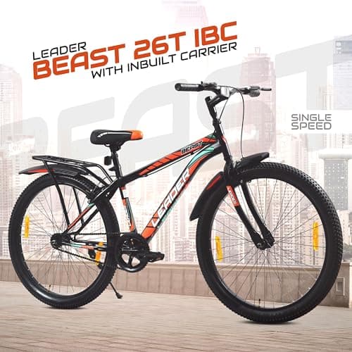 Leader Beast 26T IBC Premium City Bike Cycle with Inbuilt Carrier, Single Speed Cycle for Men, Matt Black - Ideal for Ages 10+, Rigid, 18 inches 2