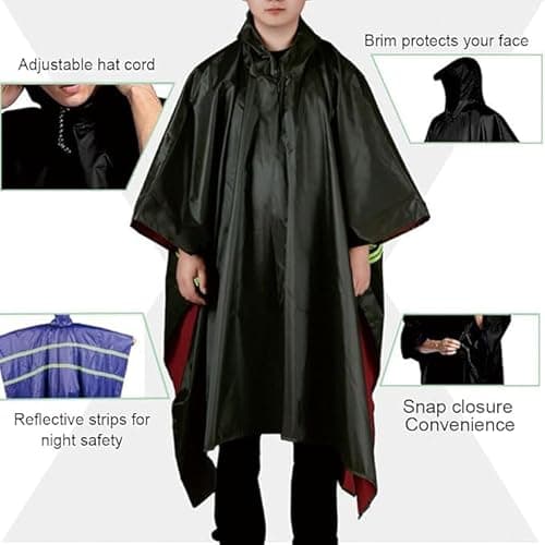 AUGEN Unisex Outdoor Rain Poncho for Adult, Multi Use, Waterproof, Lightweight, Reusable & Packable, One Size Fits Most (IN, Alpha, Free Size, Blue) 5
