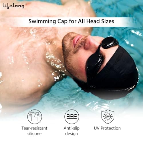 Lifelong Silicone Swimming Combo Kit | Waterproof Swim Cap with Earplugs & Nose Clip | Anti-Fog Swim Goggles | Comfortable Fit Swimming Accessories (Blue) 4