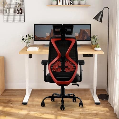 CELLBELL C190 Berlin Office Chair, High Back Mesh Ergonomic Home Office Desk Chair (Red - Black)
