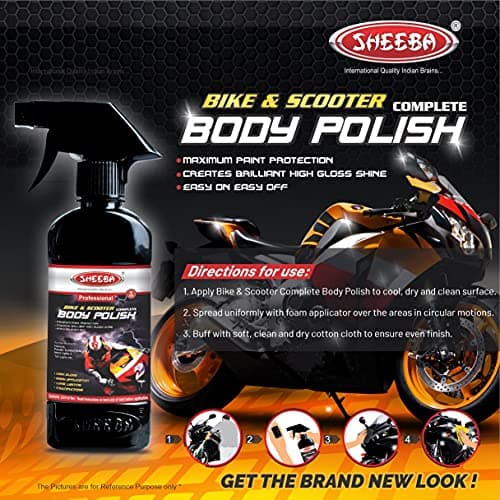 SHEEBA Bike & Scooter Complete Body Polish I High Gloss Shine I Easy Application I Long Lasting I Multipurpose Care for Painted, Plastic, Vinyl, Tyre, Helmet, Accessories - 200mL Pack. 5