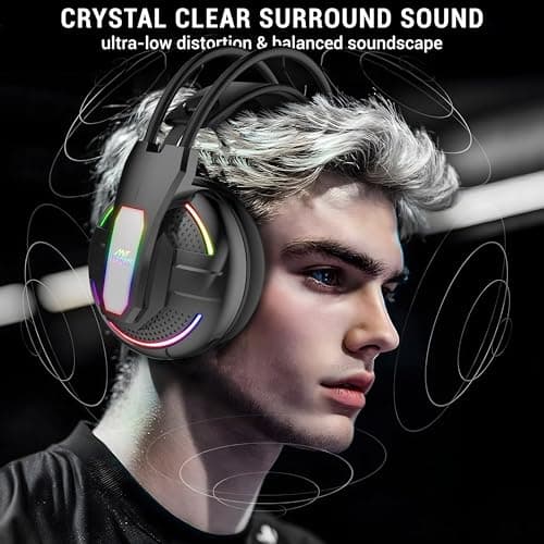 Ant Esports H525 Pro RGB Gaming Headset with Mic, 50mm Drivers, Over Ear Wired Headphones, Noise Isolation, 3.5mm Dual Jack + USB RGB Light, Compatible with PC, PS4, Xbox One, Switch & Mobile – Black 4
