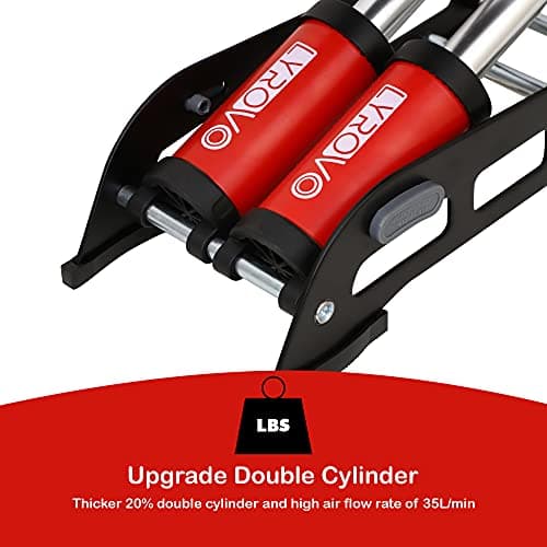 Lyrovo 160 PSI Double Cylinder Portable Foot Pump Air Tyre Inflator for car Bike and Cycle, Red 4
