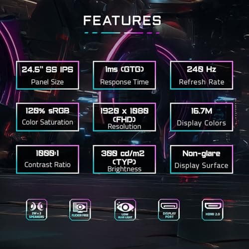 GIGABYTE G25F2A 24.5-Inch FHD IPS Gaming Monitor, 240Hz, 1ms, AMD FreeSync Premium, HDR Ready, Ergonomic Stand, Eye-Safe Gaming Display 4