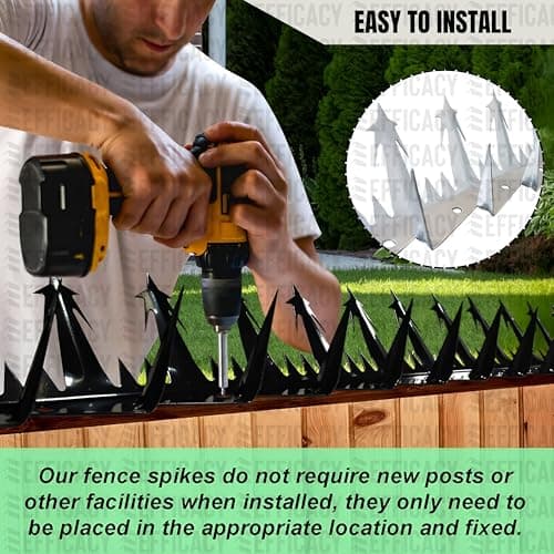Efficacy Anti Climbing Wall Spikes Indoor and Outdoor Security | Galvanized Steel Material Spikes Triple Spike Angles for Home, Residential or Industrial Safety Use Size Large 31cm Approx (Qty - 10) 5