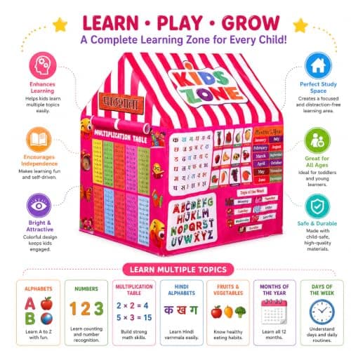 House of Prageeth Study Tent House for Girls & Boys Age 2 to 10 Years | Play Tent for Kids Indoor Outdoor |Baby Toy House for Kids Birthday Gift, Doll House & Play House 3