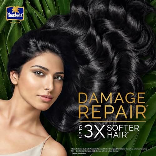 Parachute Advansed Protein Shampoo | with Coconut Milk and Aloe Vera | For up to 100% Damage Repair & up to 3X Softer Hair | Protein Lock Technology | Paraben-Free | For Men & Women | 1.2L 4