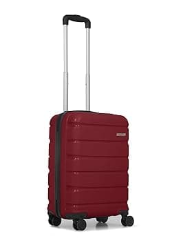 Teakwood Unisex Trolley Bag, Hard Side Cabin, Lock System 360 Degree 8 Wheel Suitcase (S, Maroon)
