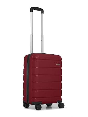 Teakwood Unisex Trolley Bag, Hard Side Cabin, Lock System 360 Degree 8 Wheel Suitcase (S, Maroon)