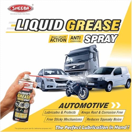 SHEEBA Liquid Grease Spray I High Viscous I Lubricates I Frees Sticky Mechanism I Reduces Squeaky Noise I Long Lasting Protection from Rust and Corrosion - 500mL Pack. 4