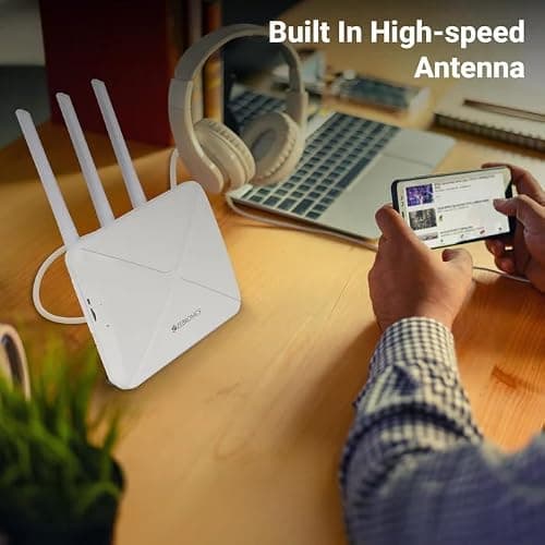 Zebronics 4G/5G Sim Router with High-Speed Antenna, LAN/WAN Auto Switching, WPA2-PSK Security, Nano Sim Compatible, White 3