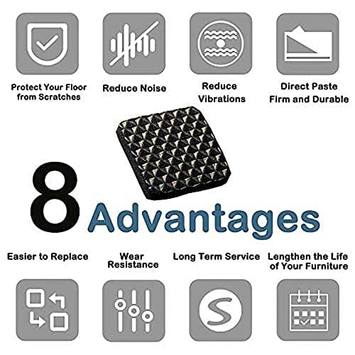 VOLO Rubber Felt Square Non Slip Floor Protector Furniture Sofa Chair Balance Pad Noise Insulation Pad Floor Bumper - Black 3