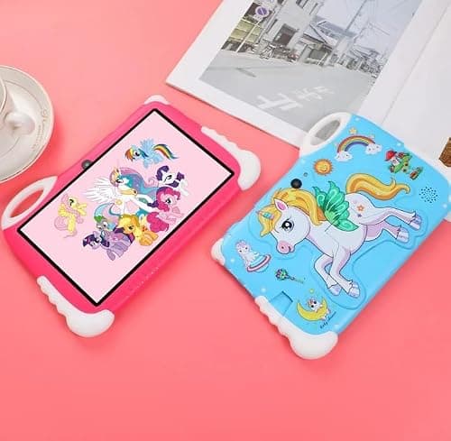 Drumstone 10 𝒀𝒆𝒂𝒓𝒔 𝑾𝒂𝒓𝒓𝒂𝒏𝒕𝒚 Kids LearningTablet with 7" HD Display, Educational Android Tablet for Children,Pre-Installed Learning Apps, Parental Controls,WiFi, Durable Unicorn Shockproof 5