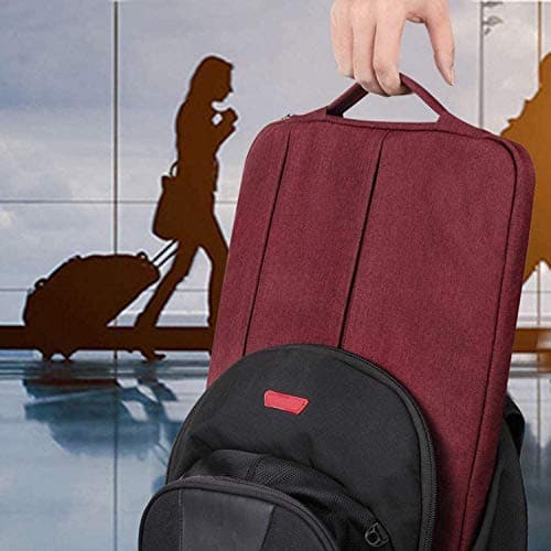 Dynotrek Mock 15.6 inch Laptop Sleeve Case Pouch, with Handle Shockproof Protective Cover, Accessory Pocket, Briefcase Carrying Computer Hand Bag, HP, ASUS, Dell, Lenovo, Acer -Maroon Red 3