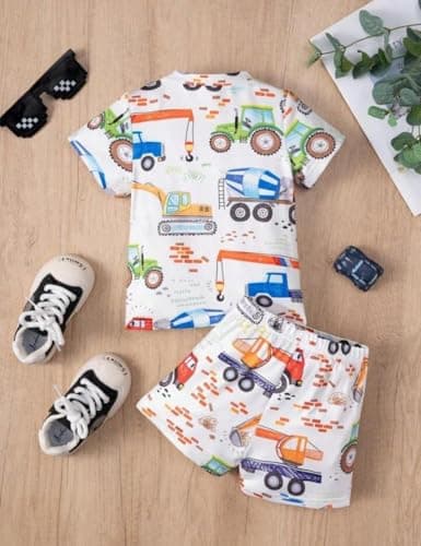 Morvinandan Kids dress for boy cotton tshirt and shorts – printed half sleeve round neck, soft fabric, summer dress for kids, baby boy summer clothes, lightweight daily outfit 4