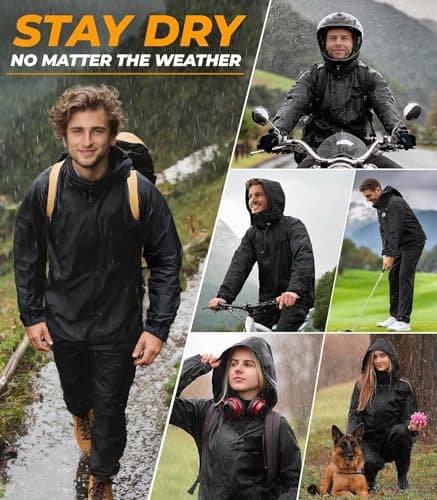 TLN Waterproof Raincoat for Men | Lightweight & Durable Rain Jacket with Hood | Windproof & Breathable | Travel-Friendly, Bike & Motorcycle Use | Full-Length Protection (IN, Alpha, S, Regular, Black) 2