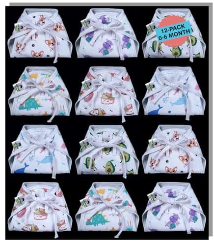 Kids Need Premium langots for new born 0-6 months (12 Pack) Super Soft Double Layered nappy Breathable cotton cloth nappies for new born baby essentials | NP2