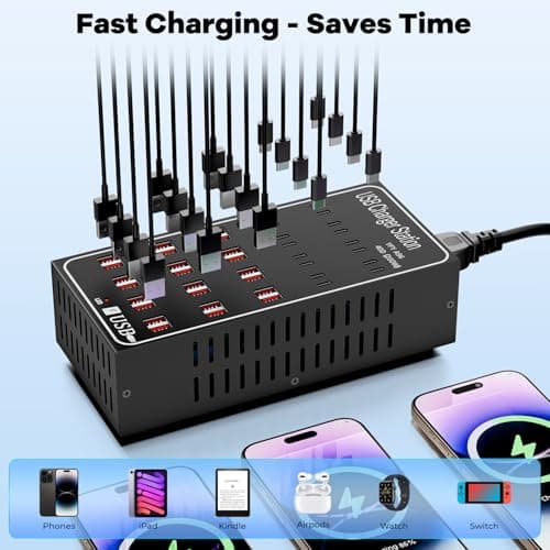 Charging Station for Multiple Devices, Vantacent89 Multiple Charger Station with Multiple Fast Charging 40 Ports 5