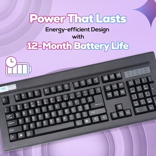 TVS Electronics Platina Wireless Mechanical Keyboard & Mouse Combo | Adujustble Tilt Legs | Laser-Etched Key Caps | Optical Adjustable DPI 1600 | 50M Keystroke | 10M Range | 1-Year Warranty | Black 5