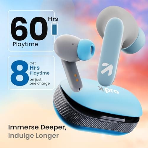 GOBOULT Z20 Pro Made in India Ear Buds Wireless 60H Playtime, 4 Mics Calling, 45ms Low Latency Gaming, 13mm Bass Driver Earbuds Buds TWS Bluetooth Wireless Earphone (Powder Blue) 3