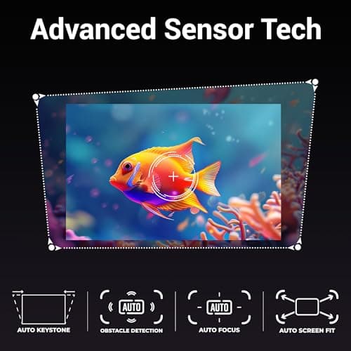 ZEBRONICS PIXAPLAY 25, Smart Projector, 1080p, 7500 Lumens, 200" Screen Size, Quad Core, Auto [ Focus | Keystone | Obstacle Detection | Screenfit ], Bluetooth, WiFi, HDMI-ARC, APP Support, Miracast 2