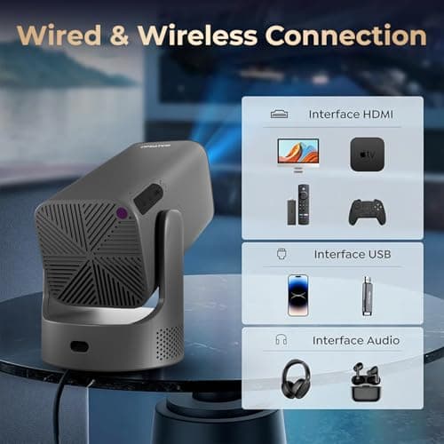 WZATCO Yuva Go Max, Android 13, Fully Automatic, Smart Home Projector 4k Ultra HD, Native 1080P, Live TV, HDMI ARC, WiFi 6 & BT, Screen Mirroring, 11000 Lumens, Portable Room Cinema, Grey 6