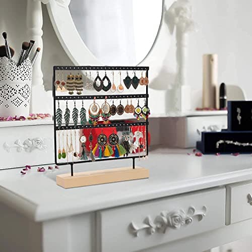 ROLLYWARE Earring 3 Layer 70 Holes Holder Stand Organizer Jewelry Display Stands Earring Organizer Stand Suitable to Organize Necklace & Bracelets & Earring Holder Jewelry Holder Black. 5