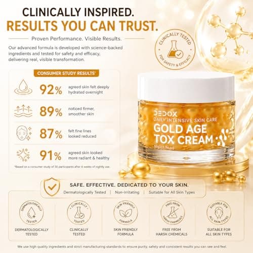 DEDOX - SKIN CARE Gold Age Tox Anti Aging Face Cream with Retinol, Collagen, Hyaluronic Acid 50g 5