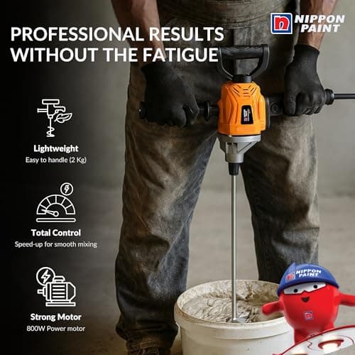 Nippon Paint Sumo Star Economy Putty Mixer | 800W Professional Mixing Tool | Variable Speed 0-630 RPM, 220-240V| for Paint, Mortar, Plaster & Adhesive | Heavy Duty Construction Mixer 2