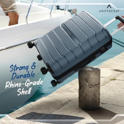 Aristocrat Liberty Large (Check-in) Polypropylene Hard Spinner Trolley Bag, 78Cm|Combination Lock|8 Wheels|3 Years International Warranty|Spanish Blue 3