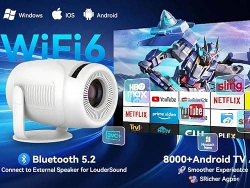 WELITRO 1080 Full HD Smart Projector with 4K Support | Android 14 WiFi 6 Bluetooth Projector | 200 ANSI Lumens Mini Portable Projector | 180° Rotation | Home Theater, Mobile, Laptop Compatible 4
