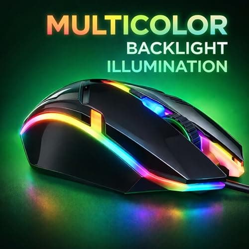 Ant Globe 12 Wired Optical Gaming Mouse - 2400 DPI High-Precision Sensor, Multicolour RGB Backlight, 4 Responsive Buttons, Ergonomic Lightweight Design for PC, Mac, Laptop & Desktop (Black) 4