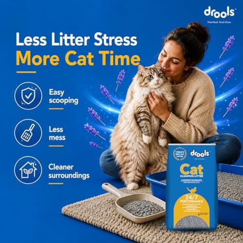 Drools Cat Litter for Multiple Breeds 10kg | Lavender Fragrance | Pet & People Friendly | Long Lasting | Super Absorbent 5