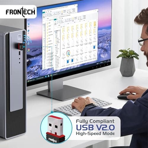 Frontech 150Mbps USB WiFi Dongle | Wireless Adapter for Desktop and Laptop | Supports 802.11 b/g/n and Advanced WPA/WPA2 Security Encryption (0843) 3