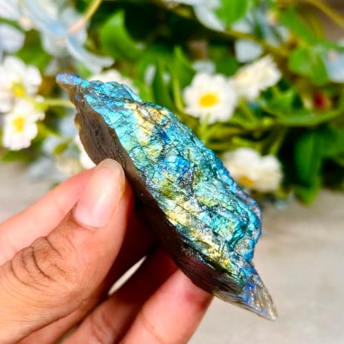 Natural Amazon Labradorite Freeform | 65g Polished Labradorite Display Stone | Flashy Healing Crystal | Collector Mineral | Gift from India 3