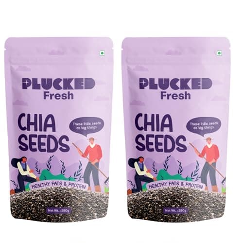 Plucked Fresh Chia Seeds 250g X 2 | Raw Seeds for Eating | High Fiber, Protein & Omega-3 Rich Superfood | Healthy Vegan Seeds for Weight Management, Heart Health & Daily Nutrition (500g)