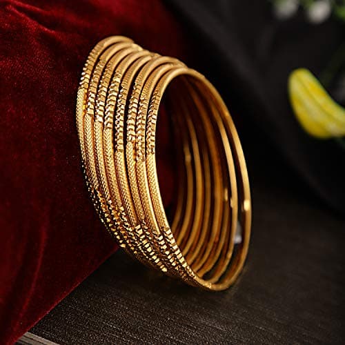 Shining Diva Fashion Set Of 8 Latest Traditional Design One Gram Gold Plated Bangle for Women (Golden) (11712b_2.6) 2