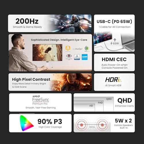 BenQ EW270Q 27" QHD Gaming Monitor, 200Hz, 90% P3 IPS, 65W USB-C, Dual 5W Speakers, Exceptional Audiovisual Enjoyment for Movie & Binge 2